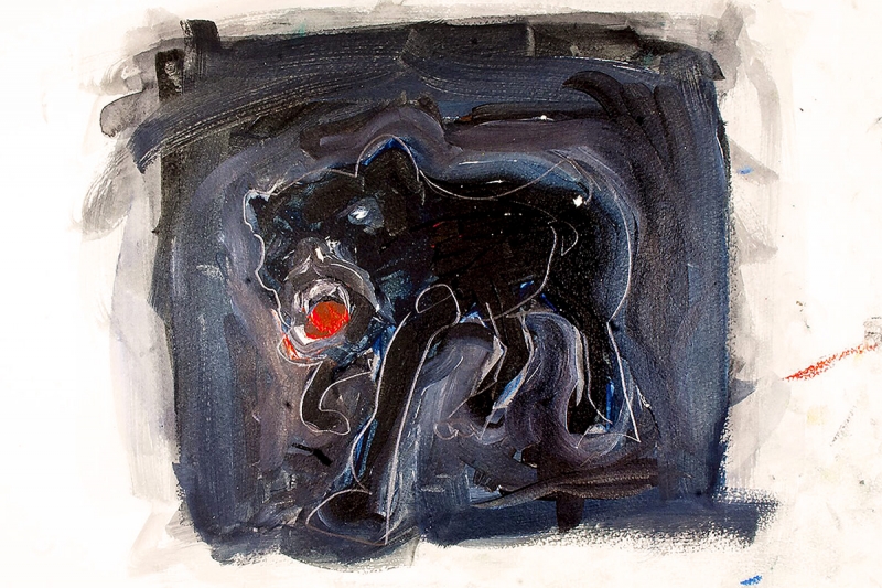 Cane nero | 2014 | tecnica mista su carta | 42x30 cm