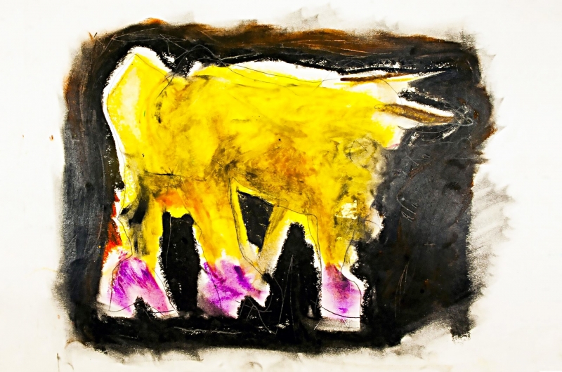 Toro | 2015 | mixed media on paper | 53x75 in