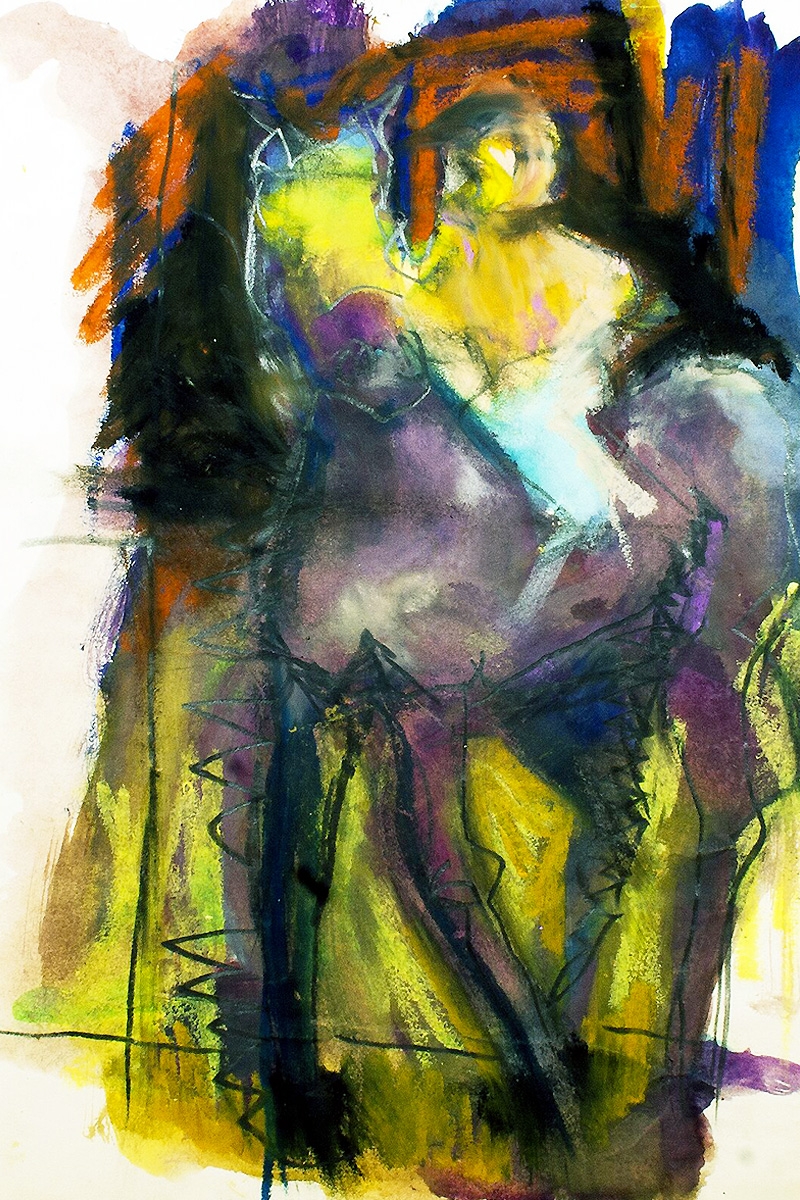 Cavallo con fantino | 2015 | mixed media on paper | 64x91 in