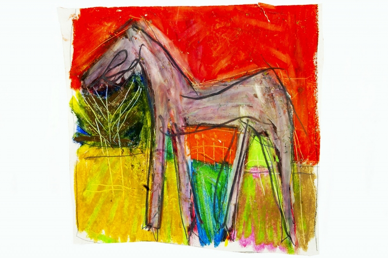 Cavallo | 2014 | tecnica mista su carta | 15x15 cm